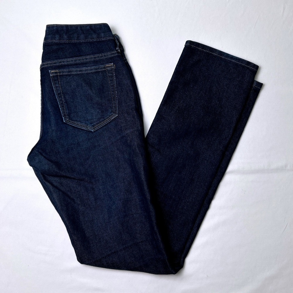 Banana Republic Women Low Rise Slim Straight Jeans Size 24/00P Dark Wash Stretch